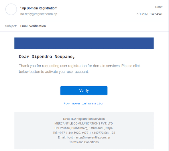 verification email